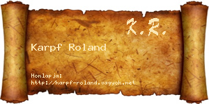 Karpf Roland névjegykártya